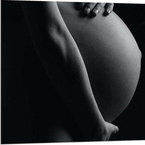 Dibond - Zwangere Vrouw - 80x80cm Foto op Aluminium (Met Ophangsysteem)