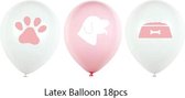 18 ballonnen Cute Dogs roze met wit - hond - ballon - verjaardag - dog - decoratie