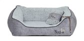 NapZZZ Hondenmand Divan met kussen Duo Eco leder Grijs-soft XS 70x50x25 CM