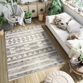 Tapiso Ethno Vloerkleed Woonkamer Slaapkamer Boho Creme Driehoek Abstract Sfeervol Design Trendy Praktisch Modern Duurzaam Hoogwaardig Tapijt Maat - 120x170