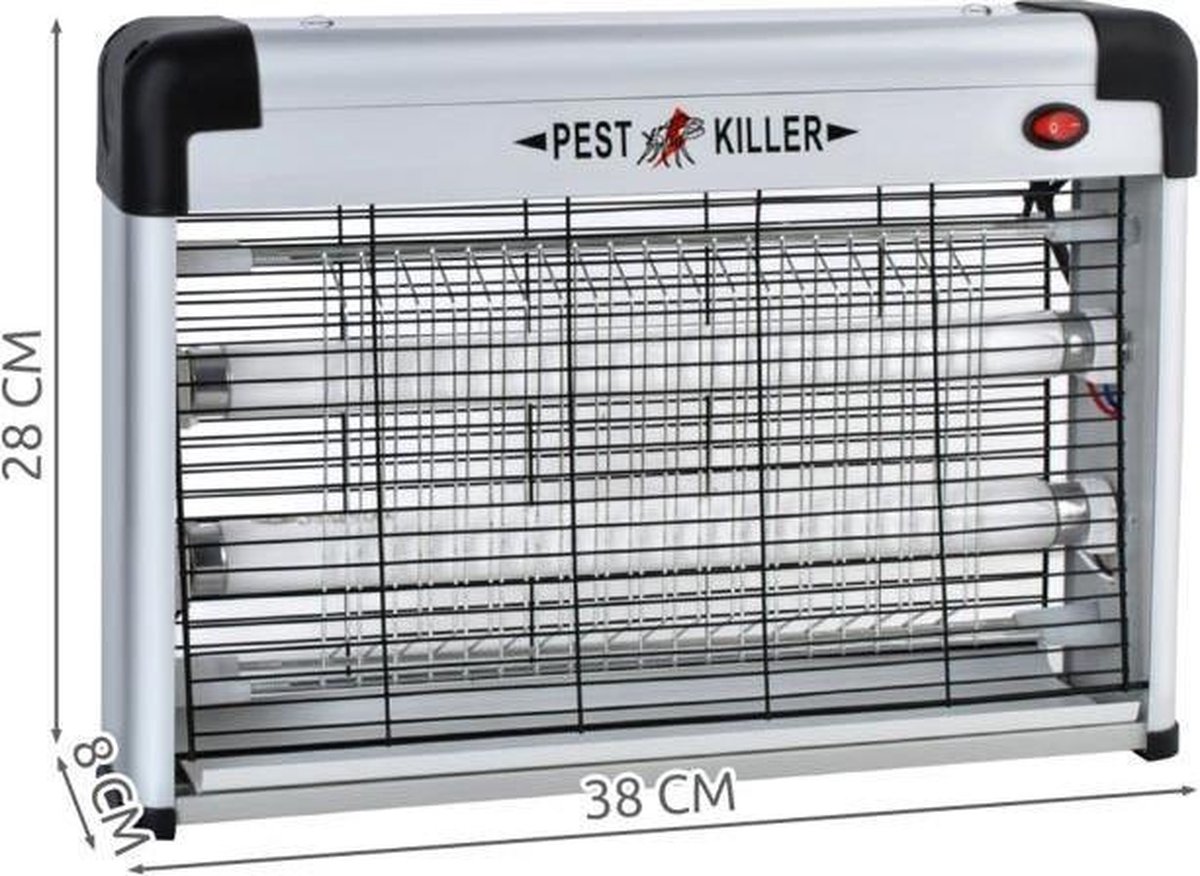 Perel Elektrische Insectenverdelger, Insectenlamp UV, UV Lamp Muggenlamp Vliegenval Anti Muggen Anti Vliegen Anti Wespen Spanningsrooster 3000 V 100 M Uitneembare Opvangbak Zwart