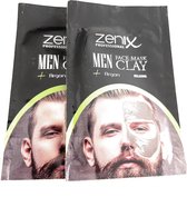 Zenix MEN -2x Argan Gezichtsmasker met klei voor professionals - kleimasker voor mannen - High quality kappersmerk - ZeniX Professionals -