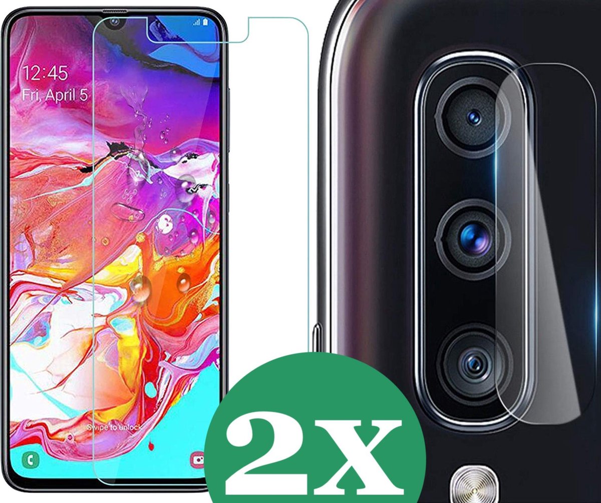 2x Screenprotector geschikt voor Samsung Galaxy A70 - 2x Camera Screen Protector Glas