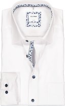 OLYMP Luxor comfort fit overhemd - wit 2-ply (contrast) - Strijkvrij - Boordmaat: 44