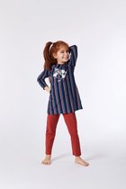 Woody pyjama meisjes/dames - multicolor gestreept - highlander koe - kip - 212-1-BLB-S/901 - maat 140