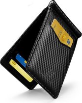 BUGOLINI Negotium - Compacte leren portemonnee - Geldclip - ID-houder - Kaarthouder - Creditcard Houder - Carbon