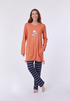 Woody pyjama meisjes - oranje - highlander koe - kip - 212-1-TUL-S/507 - maat 140
