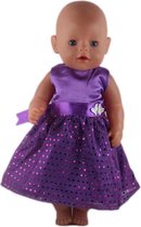 Dolldreams | Poppen kleding - Paars jurkje met pailletten en vlinders - Geschikt voor Baby born of andere poppen 39 tot 45 cm
