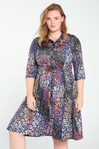 Paprika Dames Lange jurk in tricot met dierenhuidprint - Jurk - Maat 50