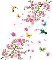 ElitDeco Verwijderbare Muursticker | Spring Blossom - 60x90CM | Muurdecoratie | Wanddecoratie | Raamsticker | Bloesems en Vogels
