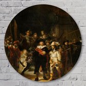 Muurcirkel ⌀ 70 cm - De Nachtwacht – Rembrandt van Rijn - Aluminium Dibond - Mensen - Rond Schilderij - Wandcirkel - Wanddecoratie