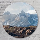 Muurcirkel ⌀ 90 cm - Snowy mountains in Chile - Aluminium Dibond - Landschappen - Rond Schilderij - Wandcirkel - Wanddecoratie