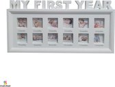 Baby fotolijst - Kinderfotolijst - 12 maanden - My First Year - My First Year - babyshower - Mijn eerste jaar - kraamcadeau - Geschenk Cadeau -  Wit - Genderneutraal