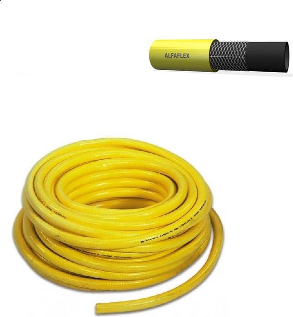 Alfaflex - professionele - ATH 5-lagen - flexibele - PVC - persslang - met geweven polyester versteviging - diam. 15 x 20 -5 mm - kleur geel - PN12 - rol = 25 meter