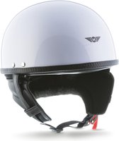 MOTO D23 braincap, Wit, halve helm, pothelm voor scooter en motor, S, hoofdomtrek 55-56cm