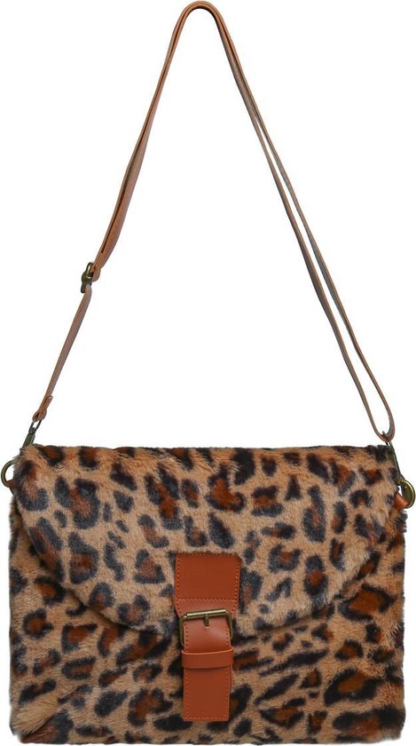 Grand sac à bandoulière avec un extérieur doux et moelleux, avec un imprimé  léopard.... | bol.com