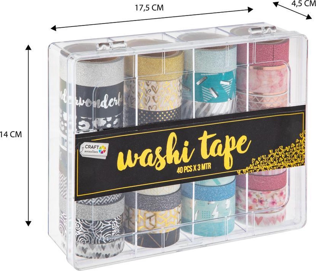 Washi Tape 40pcs - rollen van elk 3 meter - washi-tapes in 40 unieke ontwerpen voor handwerk, journaling, scrapbooking — afbeelding 5