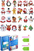 Crafterman™ Diamond Painting Pakket Volwassenen - Kerst Stickers set 24 stuks - Ronde steentjes - met e-Book
