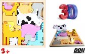 DONLINE - Montessori Houten 3D Boerderijdieren Puzzel – 3+ Jaar – 12 Stuks - Educatief Peuter Puzzel – Vroeg Educatief Puzzelspeelgoed - Educatief Speelgoed - Montessori Wooden 3D Farm Animal Puzzel – Children's Jigsaw Puzzle - Early Educational