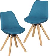 Pippa Design set van 2 stoffen eetkamerstoelen - petrolblauw