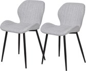 Set van 2 stoelen - Grijze stof - Metalen poten - L 51 x D 49 x H 49 cm