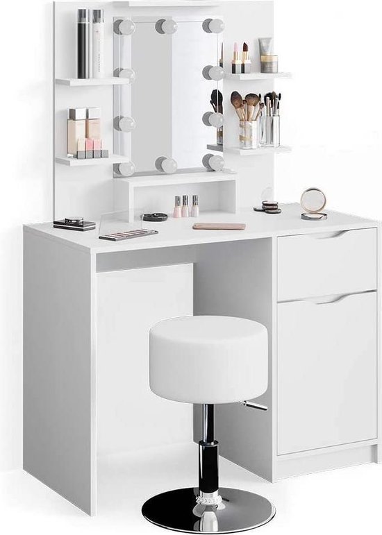 Vicco Table de maquillage Julia coiffeuse avec miroir Blanc + 10
