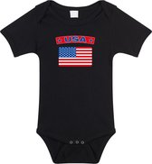 USA baby rompertje met vlag zwart jongens en meisjes - Kraamcadeau - Babykleding - Amerika landen romper 68 (4-6 maanden)