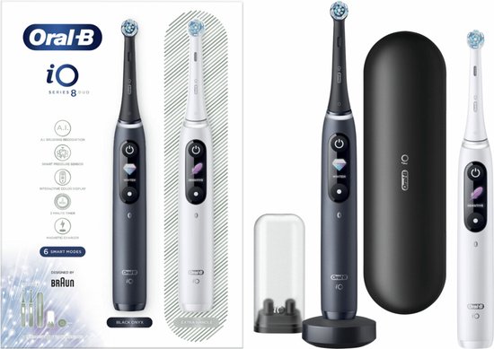 Oral-B iO 8n - Elektrische Tandenborstels Duoverpakking - Zwart en Wit - Oral B