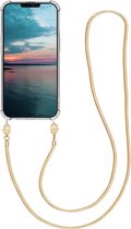 kwmobile hoesje voor Apple iPhone 13 mini - Beschermhoes voor smartphone in transparant / goud - Hoes met koord