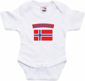 Norway baby rompertje met vlag wit jongens en meisjes - Kraamcadeau - Babykleding - Noorwegen landen romper 92 (18-24 maanden)