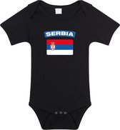 Serbia baby rompertje met vlag zwart jongens en meisjes - Kraamcadeau - Babykleding - Servie landen romper 92 (18-24 maanden)