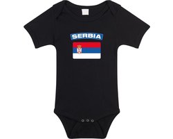 Serbia baby rompertje met vlag zwart jongens en meisjes - Kraamcadeau - Babykleding - Servie landen romper 92