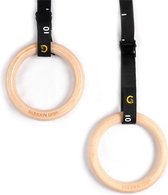 Gouden Grip Turnringen Met Ophangbanden + GRATIS Liquid Chalk - Fitness ring - Turn ringen - Houten ringen - Gym ringen - Gym rings - Houten ring - Gymringen - Gymnastiek - Crossfi