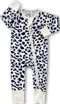 Zipster Sneeuwluipaard - Baby Romper - Bamboe - Met tweerichtingsrits - Maat 86-92