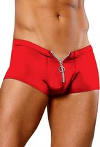 Male Power Nylon Lycra Boxer Short Zipper Short L/XL - rood