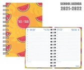 Brepols agenda - Schoolperiode 2021-2022 - Happy  - Geel Meloen - 1d/1p - 11.5 x 16.9 cm - Wire o