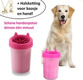 2 in 1 Hondenpoten Reiniger + Halsketting Voor Baasje en Hond – Pet Paw Washer – Hondenborstel – Honden Borstel – Siliconen – 10,5*15CM – Roze