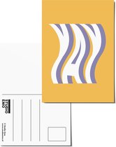 YAY - Ansichtkaart typografie - Feest of gefeliciteerd kaart - A6 kleurrijke art print - Postcard/card