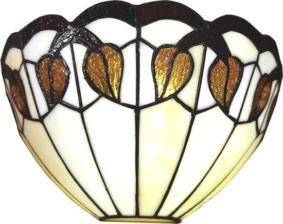 LumiLamp Wandlamp Tiffany 31x15x21 cm Wit Glas Muurlamp