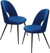 Pippa Design set van 2 eetkamerstoelen - open rugleuning - blauw