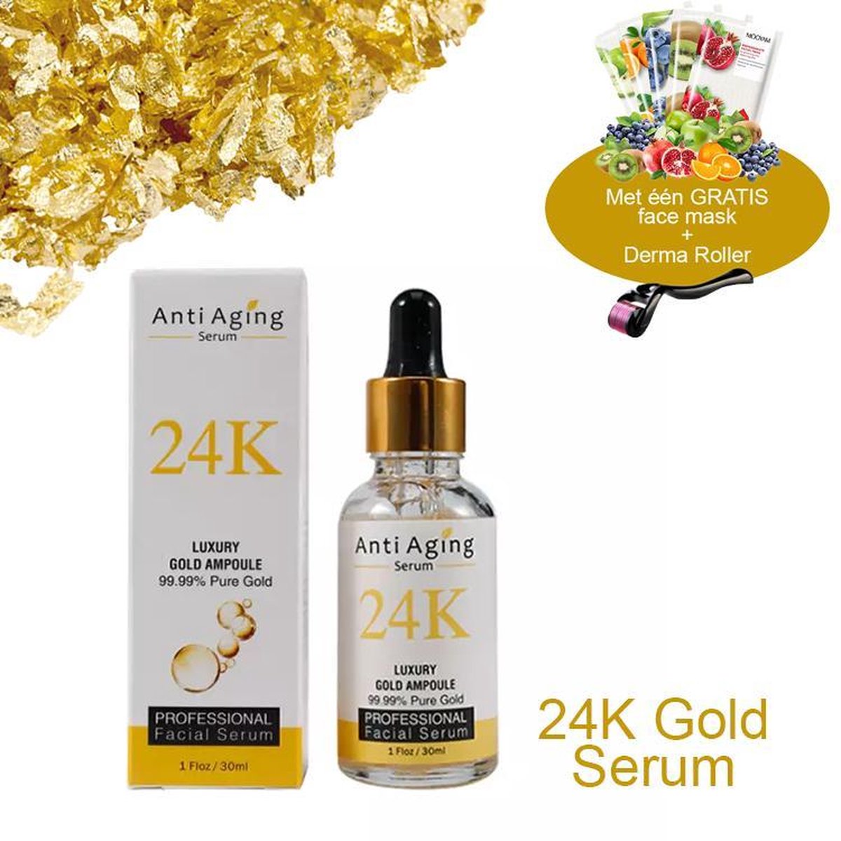 MÔOYAM 24K Serum 24K Gold Serum Inclusief Dermaroller