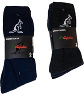 6 paar sportsokken sport socks Australian zwart  donkergrijs en donkerblauw Maat 43-46