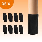 FLOOQ - Couvre-jambes de chaise - avec Feutre anti-rayures - 25-50mm - Protège-jambes de chaise - Protection de sol - Chaussettes de jambe de chaise - Protège-jambes de chaise - 32 pièces - Zwart - Rond