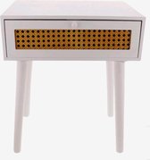Rotan Nachtkastje-Bijzettafel- 1 lade wit  37x27x45 cm