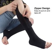 Zip Sox - Compressie kousen ritsbaar zonder teen - L/XL - Zwart - steunkousen - spatader - zwangerschap kousen
