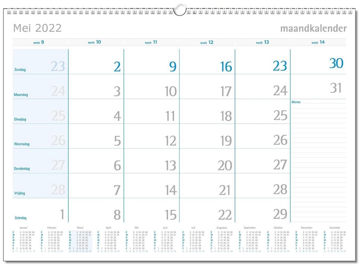 Castelli maandkalender 2022 - super groot formaat - spiraal - omslag - neutraal - Castelli