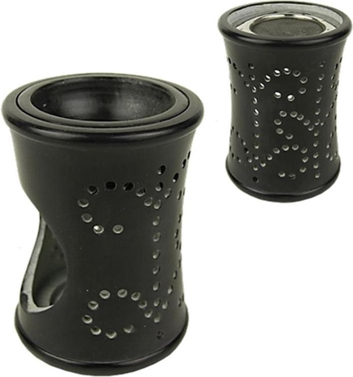 Goedkoopste Wierookbrander / olieverdamper zeepsteen zwart - 10.5 cm