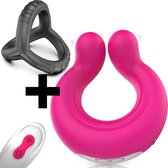 2x Aii Cockringen - 1x Cockring vibrerend met afstandsbediening + 1x Siliconen penisring + Gratis Opbergtas - roze