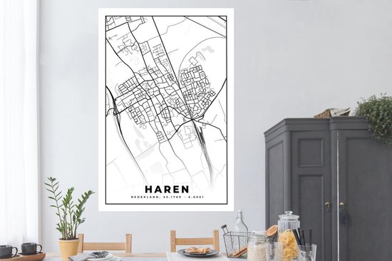 Carte Poster - Cheveux - Zwart - Wit - 120x180 cm XXL