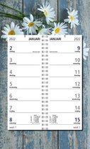 Castelli omleg weekkalender op schild 2022 - A4 formaat weekplanner - twee weken overzicht - 1 week per blad - blauw zonnebloem